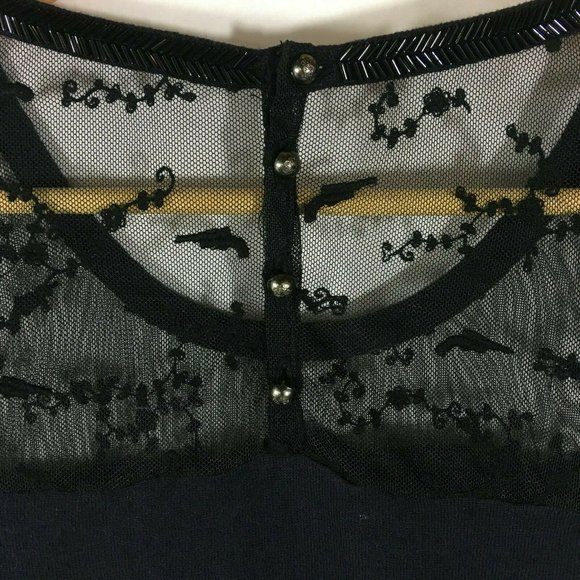 Maison Scotch Womens Sequin 3/4 Sleeve Top Navy - Picture 3 of 6